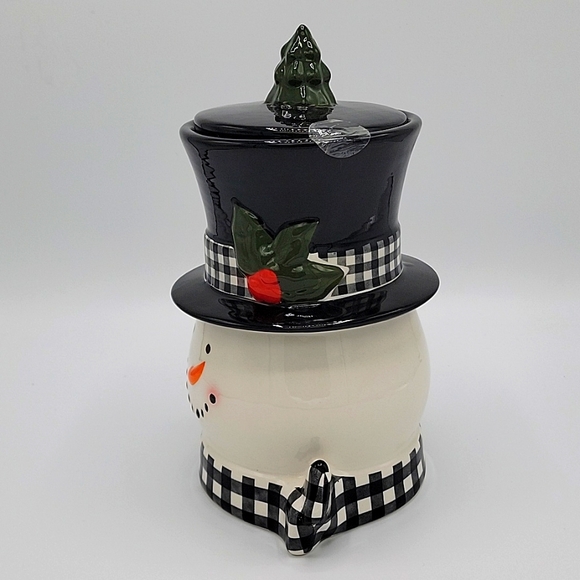 New Buffalo Check Snowman Cookie Jar - Picture 2 of 5